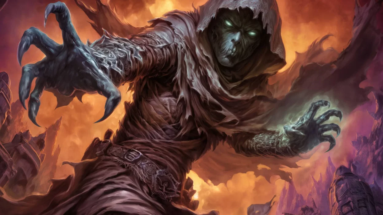 illustration of a ghoul on a red background